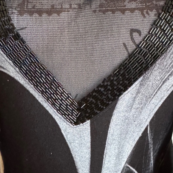 RELIGION London Draped Beaded Graphic Top – Size M - Picture 7 of 9
